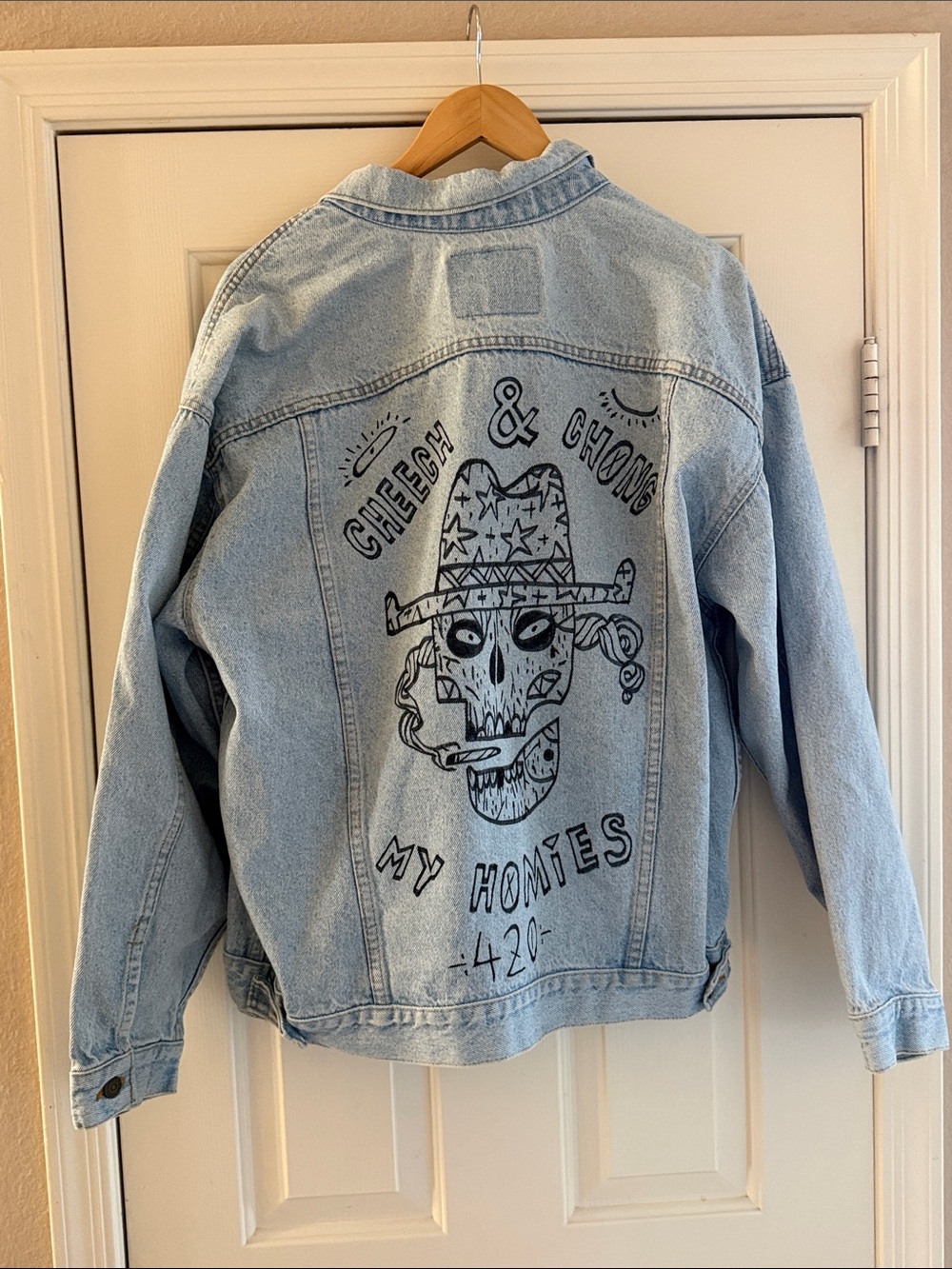 Cheech & Chong one of a Kind Handmade 1 of 1 in World Official XL Denim Jacket